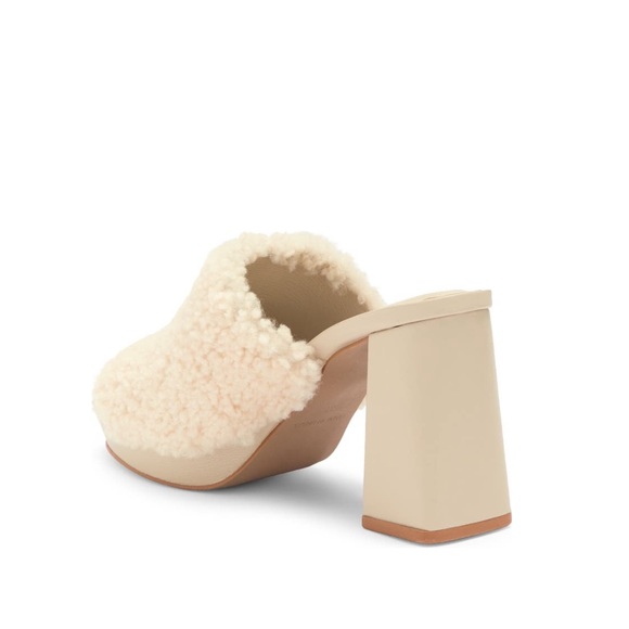 INTENTIONALLY BLANK Cream Tian Faux Shearling Slide Sandals Womens Size 10 - Picture 3 of 11